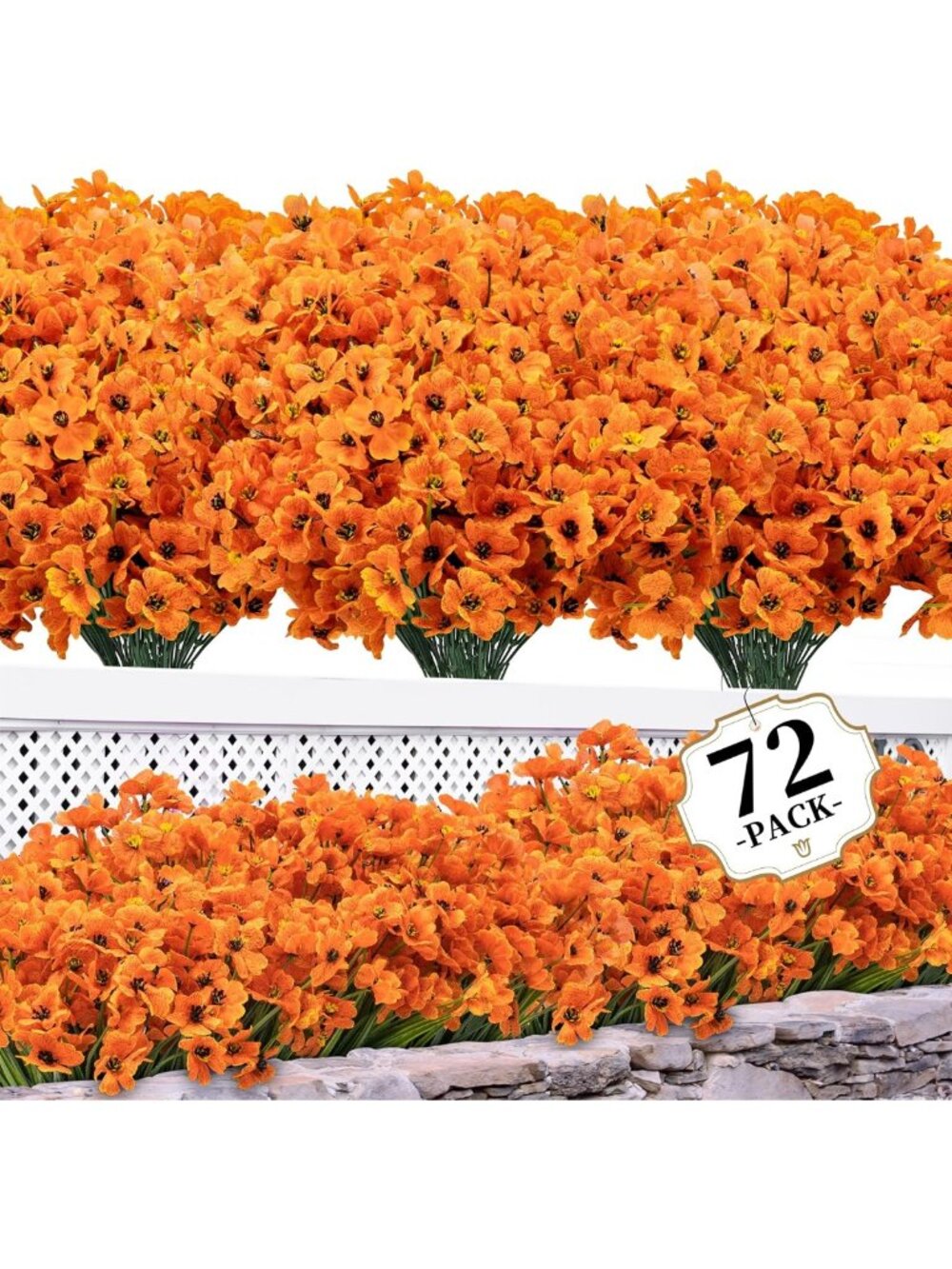 72 Bundles of Artificial Mums - Vibrant Fake Flowers for Outdoor Fall Decor